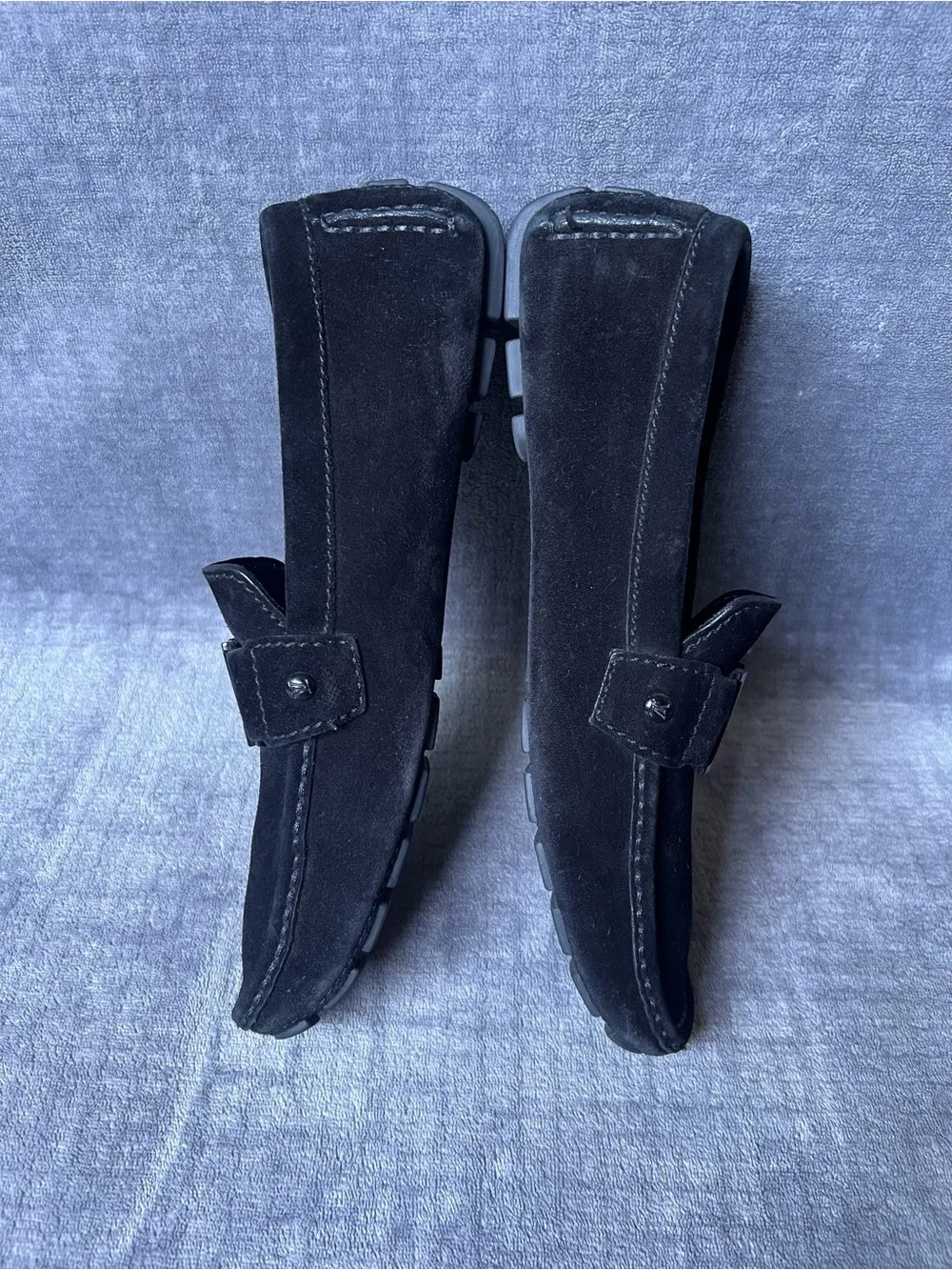 Louis Vuitton Men’s Leather Suede Loafers Sz 9 US 10 Black Monte Carlo Luxury